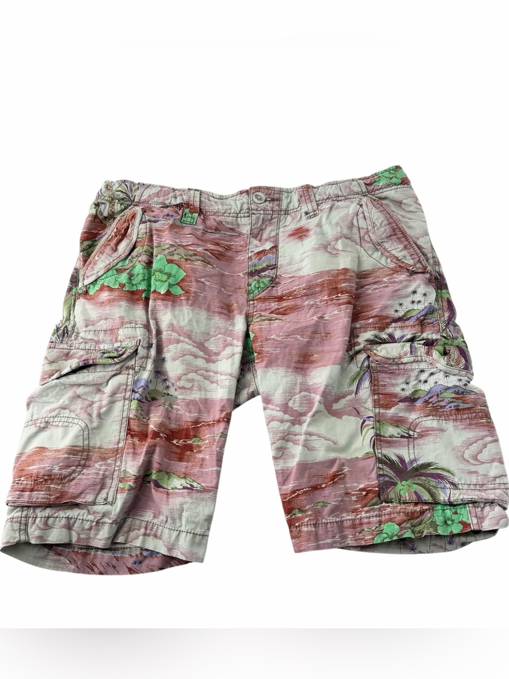 Scotch & Soda Men’s 34W Summer Tropical Vacation Resortwear Cargo Casual Shorts